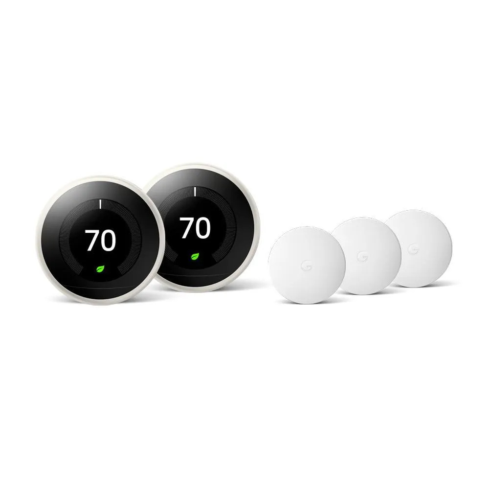 Nest Learning Thermostat 3rd Gen in Stainless Steel (2-Pack) and Google Nest Temperature Sensor (3-Pack), photo 7 of 8
