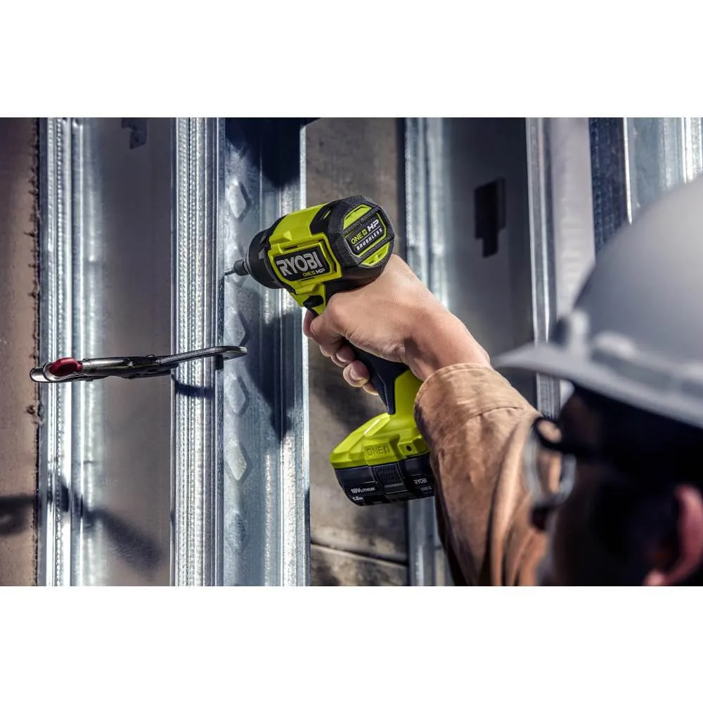 RYOBI ONE+ HP 18V Brushless Cordless Compact 1/4 in. Impact Driver, 3/8 in. Impact Wrench, (2) Batteries, Charger, and Bag, photo 8 of 13