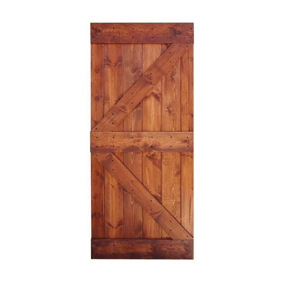 36 in x 84 in K Series DIY Dark Walnut Finished Knotty Pine Wood Barn Door Slab, photo 12 of 12