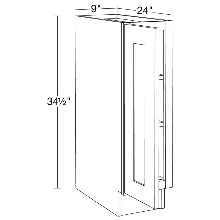 Home Decorators Collection Grayson 9 in. W x 24 in. D x 34.5 in. H Assembled Plywood Full Height Door Base Kitchen Cabinet in Mythic Blue LH, photo 4 of 5