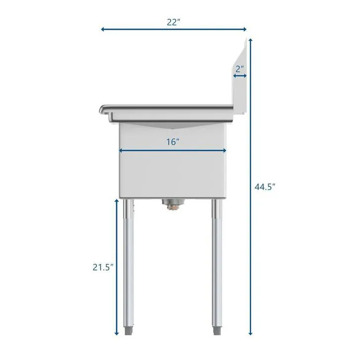 Freestanding Stainless Steel 51 in. 2-Hole Triple Bowl Commercial Kitchen Sink Left Drainboard, photo 5 of 9