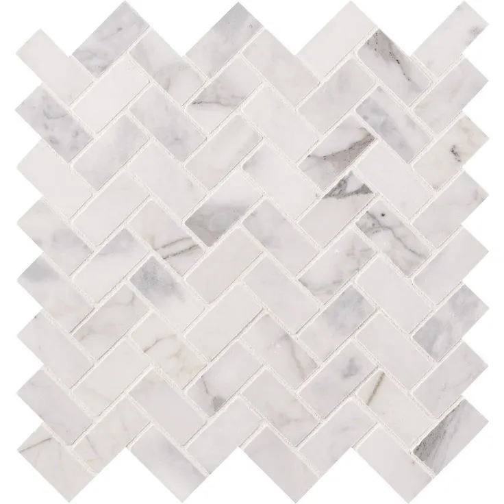 MSI Calacatta Cressa Herringbone 12 in. x 12 in. x 10 mm Honed Marble Mesh-Mounted Mosaic Tile (9.4 sq. ft. / case), photo 5 of 7