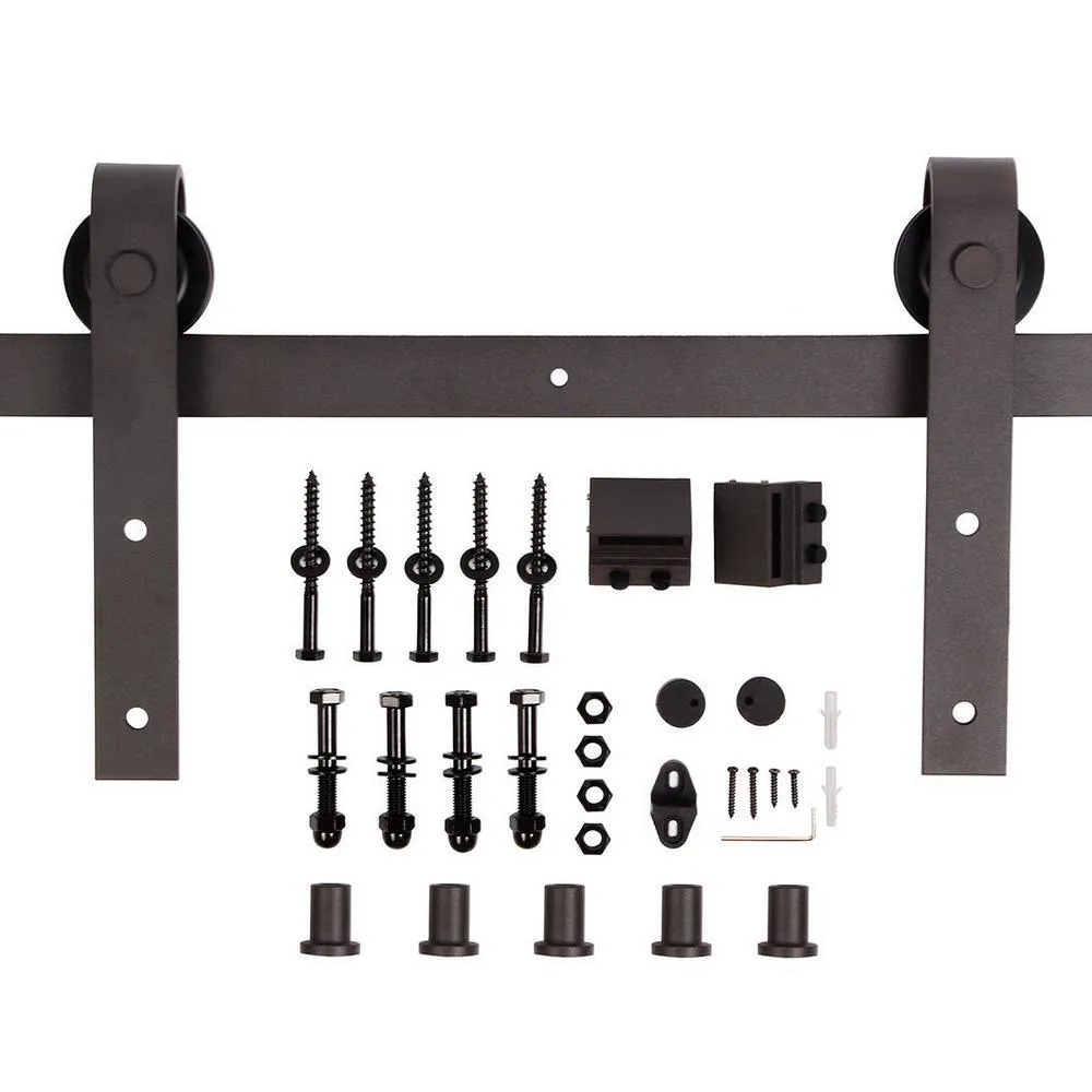 36 in x 84 in Z Series DIY Dark Walnut Finished Knotty Pine Wood Sliding Barn Door Slab with Hardware Kit, photo 3 of 9