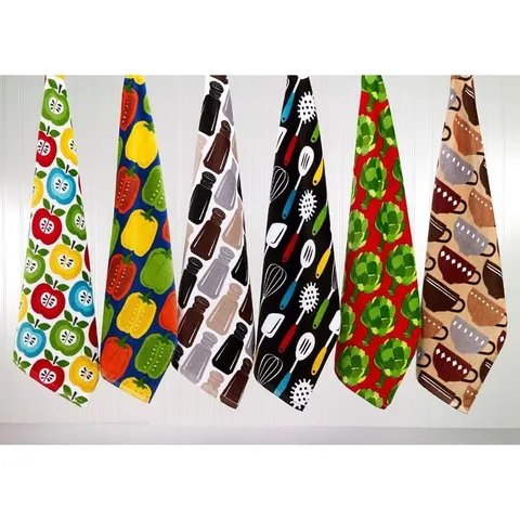 T-fal Utensiles Multicolor Cotton Fiber Reactive Print and Solid Kitchen Dish Towel