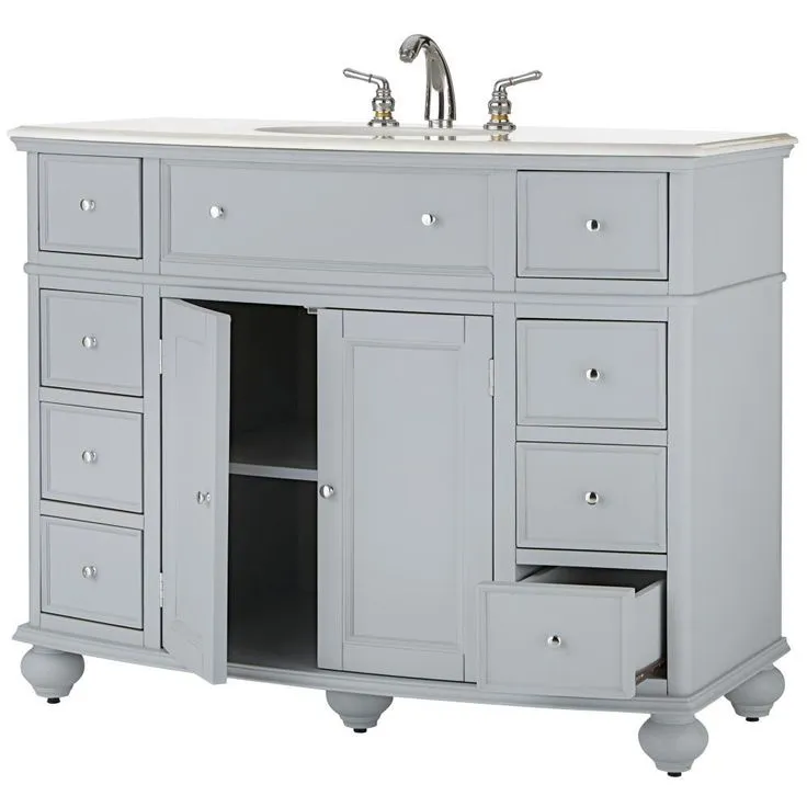 Hampton Harbor 45 in. W x 22 in. D Bath Vanity in Dove Grey with Natural Marble Vanity Top in White, photo 4 of 8