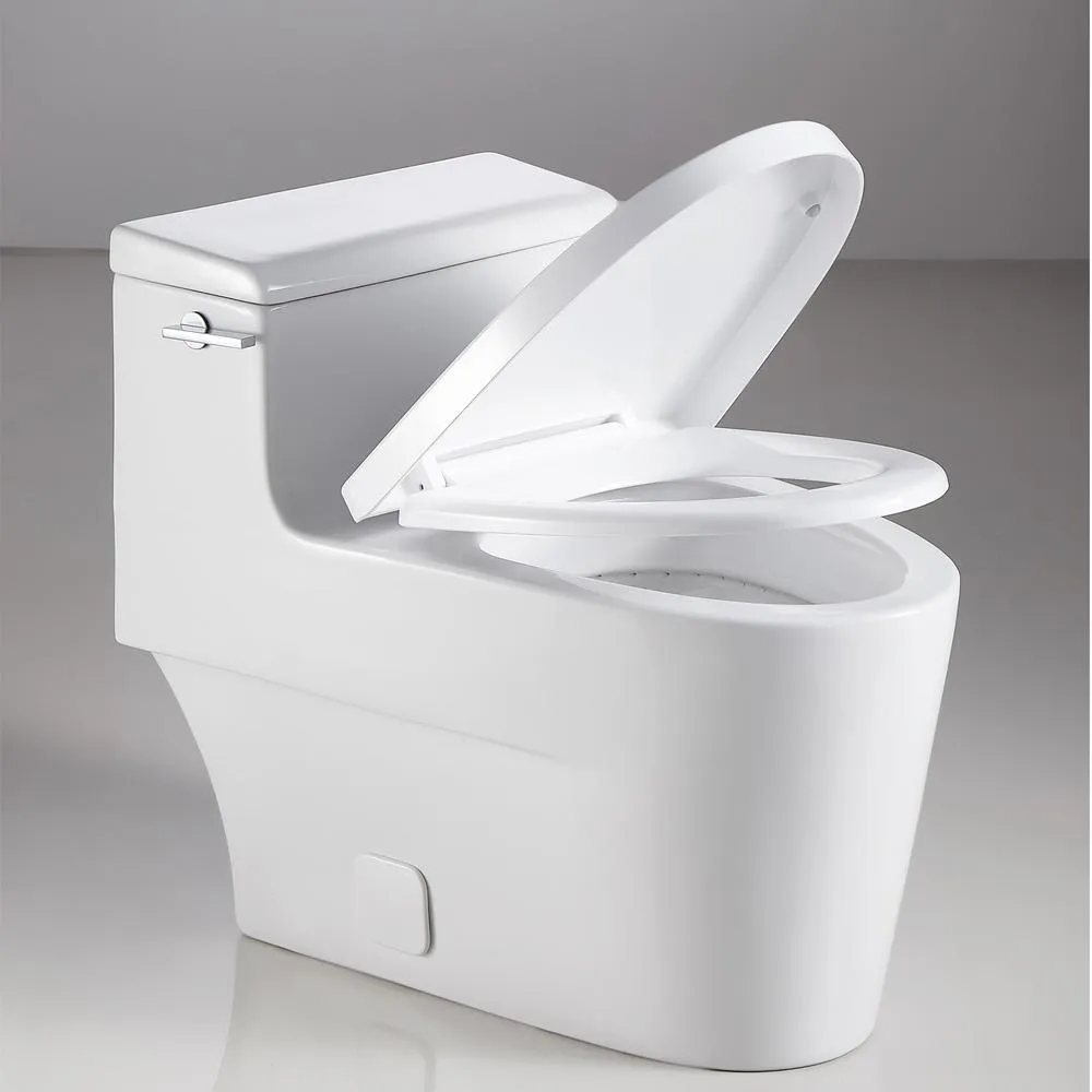 Trendy And Practical Double Flush 1 Piece 0.8 / 1.28 GPF White Double Pumping Elongated Toilet With Chair, photo 4 of 8