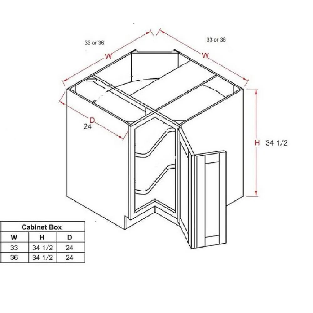 Lancaster Shaker Assembled 36 in. x 34.5 in. x 24 in. Base Lazy Susan Cabinet in White, photo 5 of 8