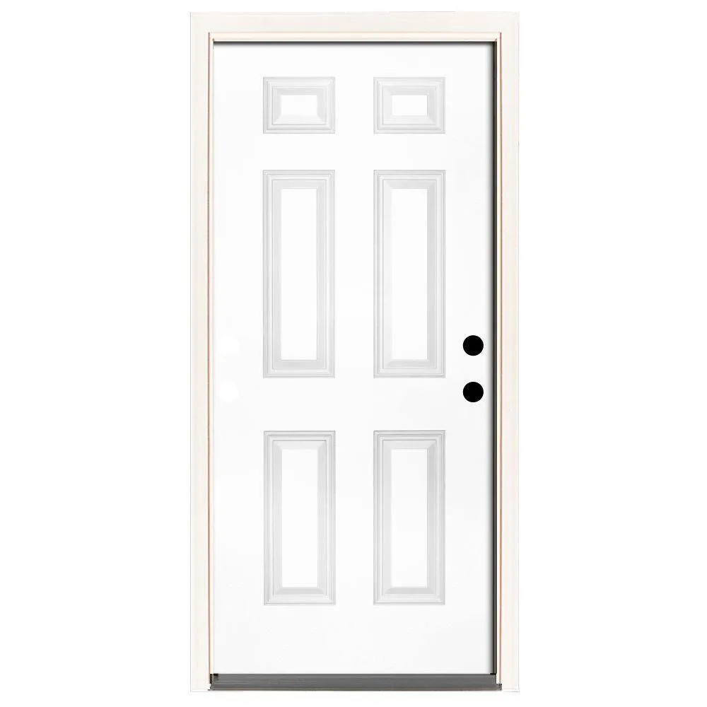 Steves & Sons 42 in. x 80 in. Premium 6 Panel Primed White Steel Prehung Front Door, photo 6 of 17