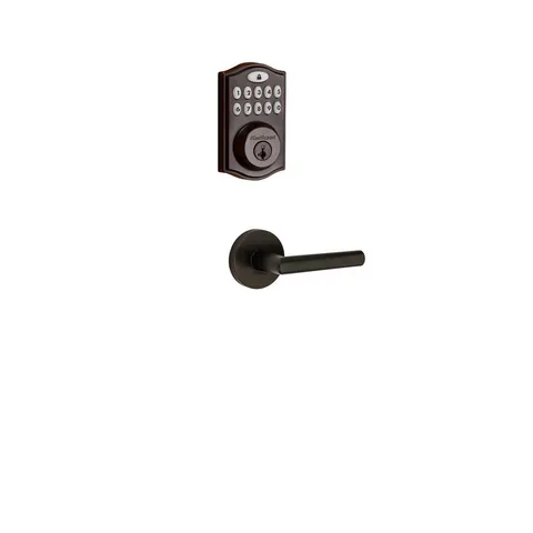 Z-Wave SmartCode Venetian Bronze Single Cylinder Electronic Deadbolt featuring Milan Hall/Closet Lever