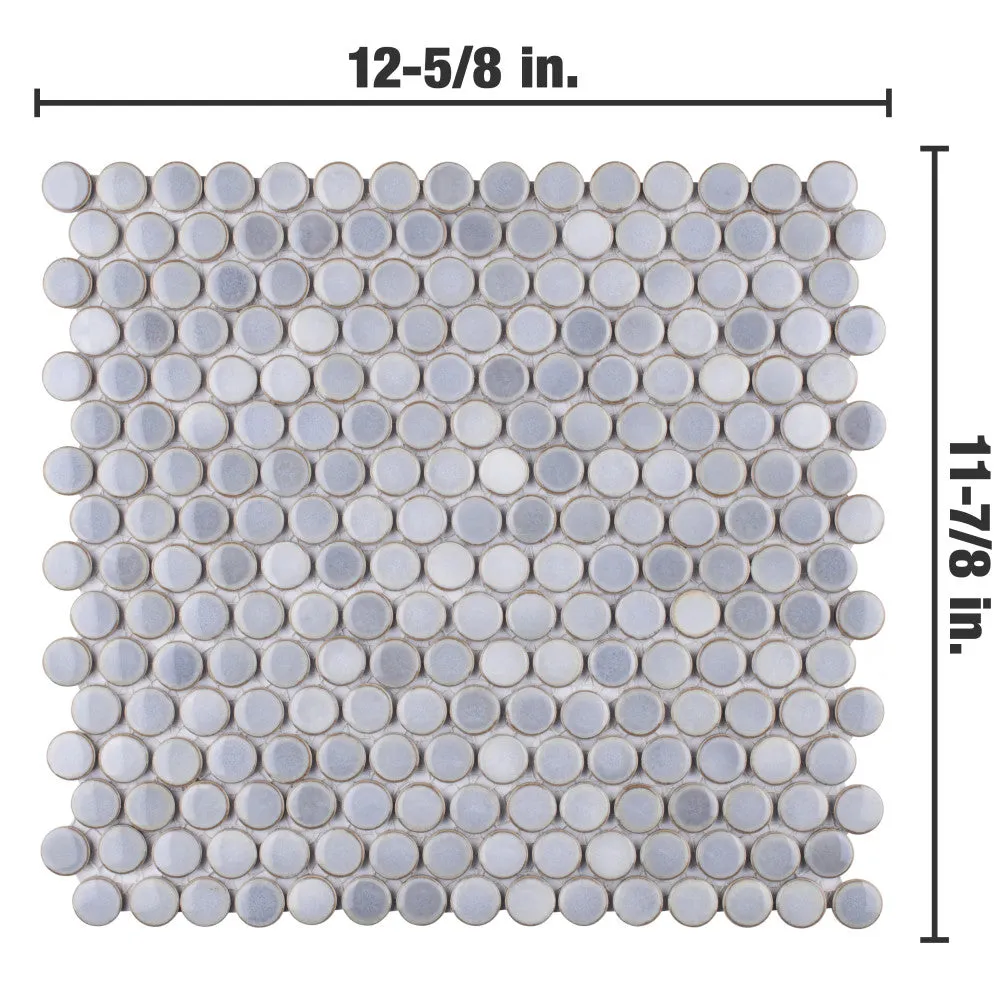 Merola Tile Hudson Penny Round Grey Eye 12 in. x 12 in. Porcelain Mosaic Tile, photo 2 of 8
