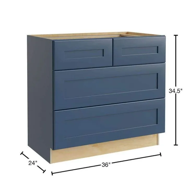 Home Decorators Collection Newport 36 in. W x 24 in. D x 34.5 in. H Assembled Plywood Cooktop Base Kitchen Cabinet in Mythic Blue with Soft Close, photo 2 of 6
