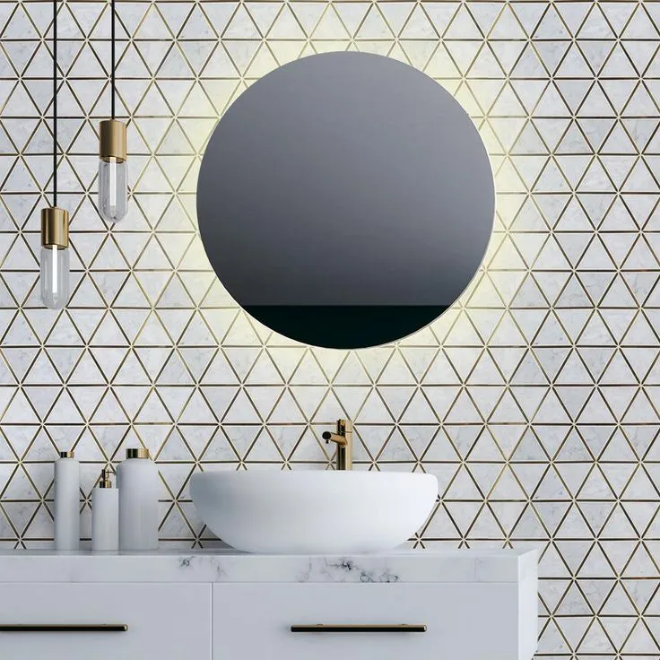 Jeff Lewis Larchmont Metallic 8.5 in. x 14.5 in. x 8 mm Geometric Marble with Metal Mosaic Tile, photo 3 of 3