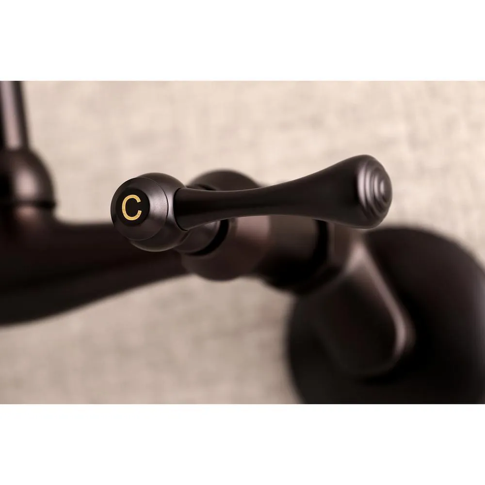 Kingston Brass Kingston Adjustable Center 2-Handle Wall-Mount Laundry Faucet in Oil Rubbed Bronze, photo 4 of 7