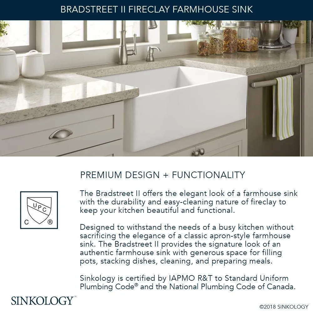 Bradstreet II Farmhouse Fireclay 30 in. Single Bowl Kitchen Sink with Strainer Drain in Crisp White, photo 11 of 13