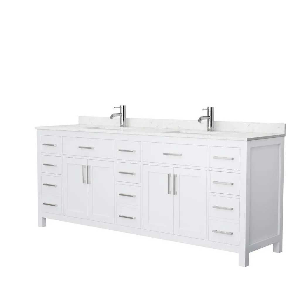 Beckett 72 in. W x 22 in. D Double Bath Vanity in White with Cultured Marble Vanity Top in Carrara with White Basins, photo 23 of 53