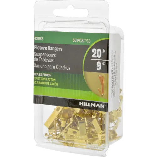 Hillman Brass-Plated Gold Conventional Picture Hangers, 20 lb Capacity, 50 Piece Pack, photo 5 of 5