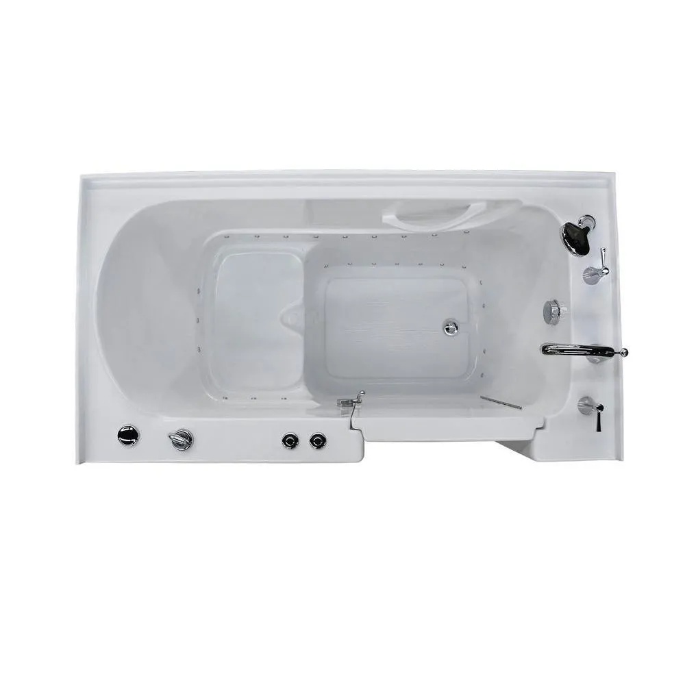 Rampart Nova Heated 5 ft. Walk-in Air Bathtub with 4 in. Tile Easy Up Adhesive Wall Surround in White, photo 8 of 12