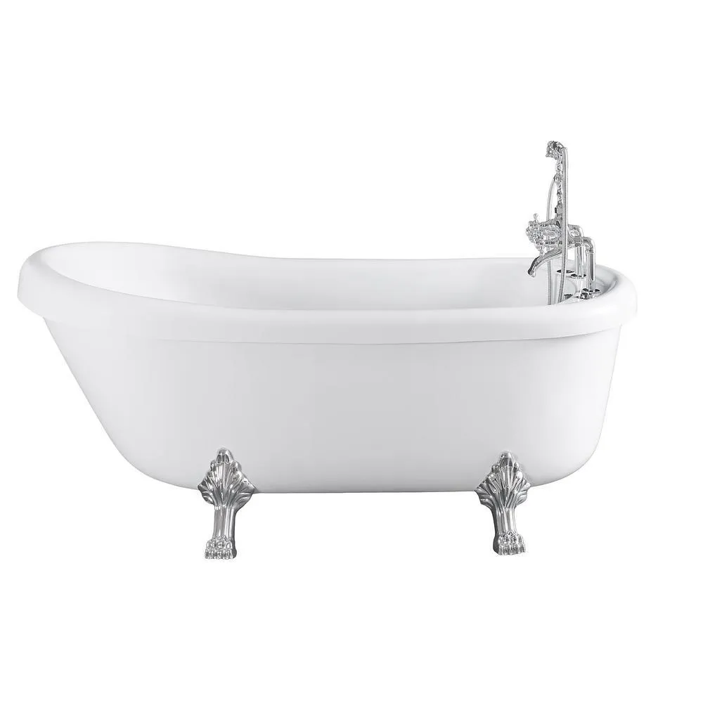 66.9 in. Acrylic Clawfoot Whirlpool Bathtub in White, photo 8 of 14