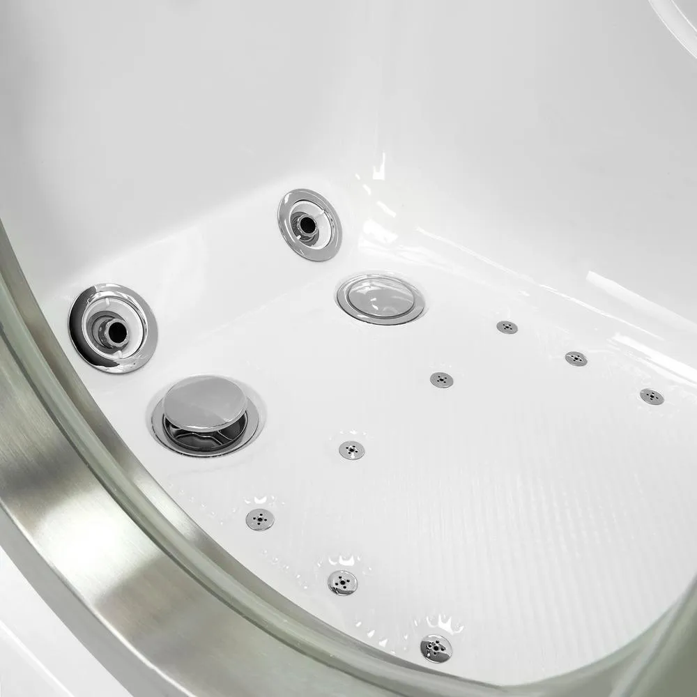 Ella Deluxe 55 in. Acrylic Walk-In Whirlpool and Air Bath Bathtub in White, Thermostatic Faucet Set, LHS 2 in. Dual Drain, photo 8 of 12