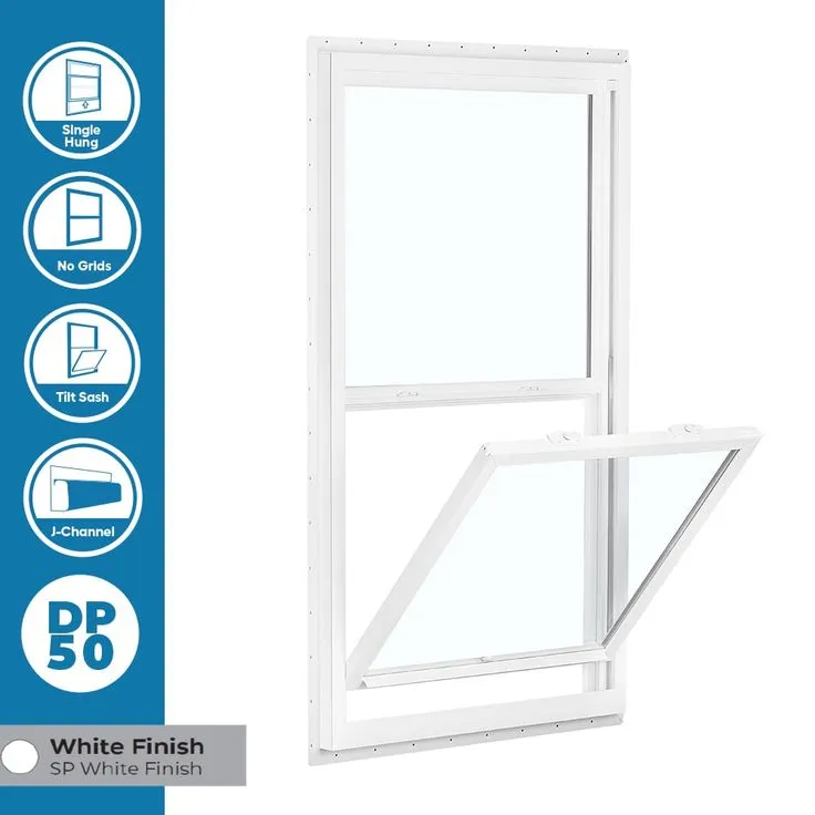 RELIABILT 150 Series New Construction 35-1/2-in x 61-1/2-in x 3-1/4-in Jamb White Vinyl Dual-pane Single Hung Window Half Screen Included, photo 4 of 8