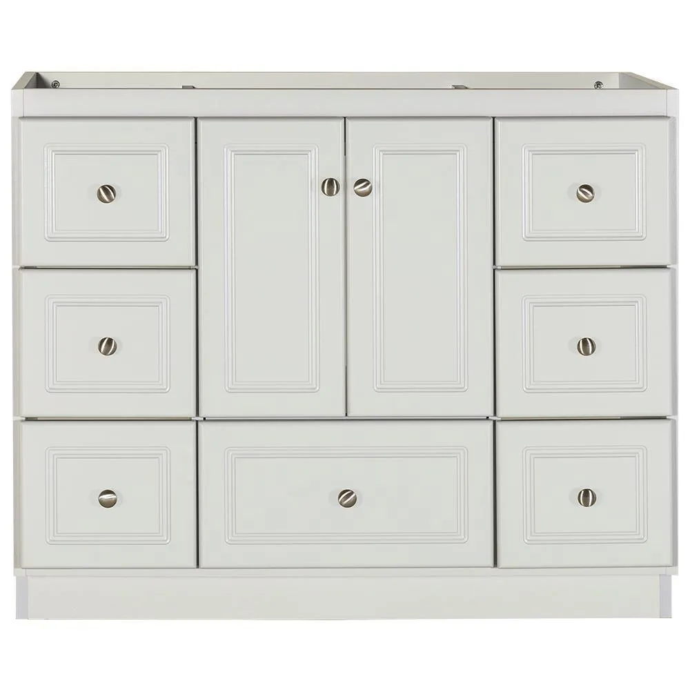 Ultraline 60 in. W x 21 in. D x 34.5 in. H Vanity for Center Basin Cabinet Only in Satin White, photo 30 of 42