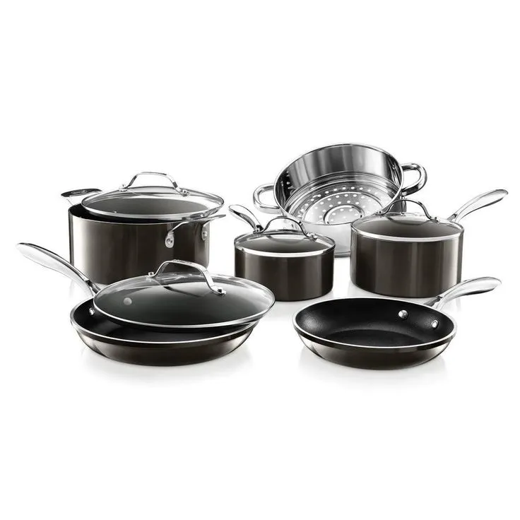 10-Piece Cast Textured Aluminum Ceramic Nonstick Cookware Set in Copper, photo 3 of 6