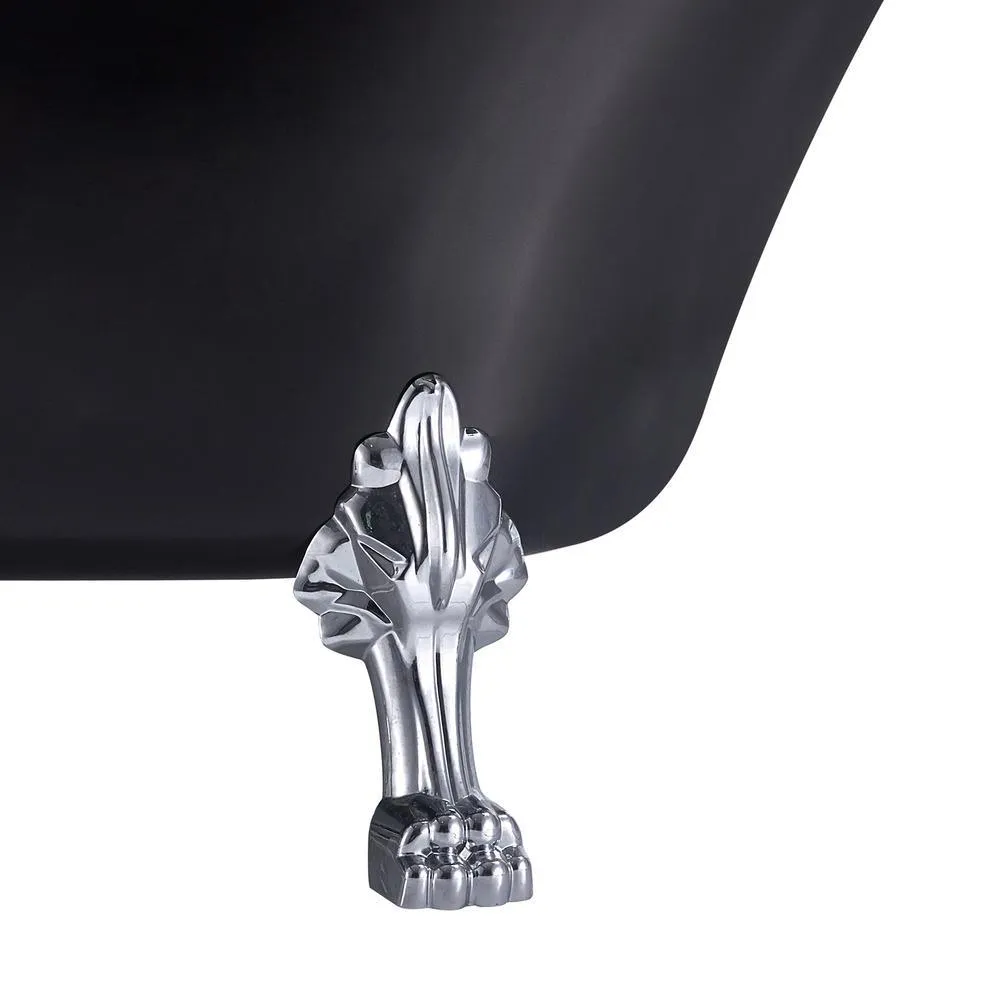 60 in. Fiberglass Single Slipper Clawfoot Non-Whirlpool Bathtub in Glossy Black, photo 5 of 10