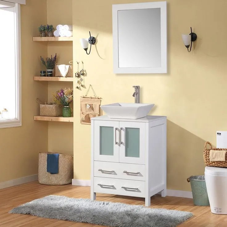 Ravenna 30 in. W x 18.5 in. D x 36 in. H Bathroom Vanity in Grey with Single Basin Top in White Ceramic and Mirror, photo 10 of 10