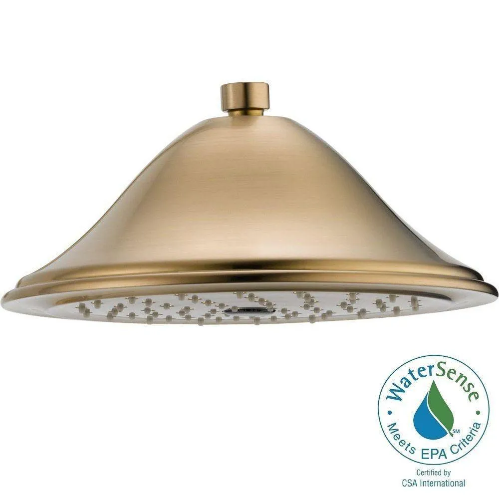 1-Spray 9.4 in. Single Wall Mount Fixed Rain Shower Head in Champagne Bronze, photo 3 of 5
