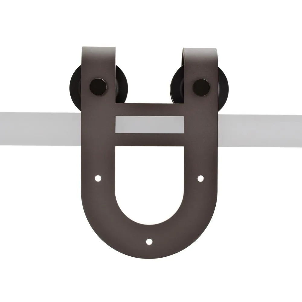 CALHOME 72 in. Antique Bronze Rustic Horseshoe Barn Style Sliding Door Track and Hardware Set, photo 4 of 6