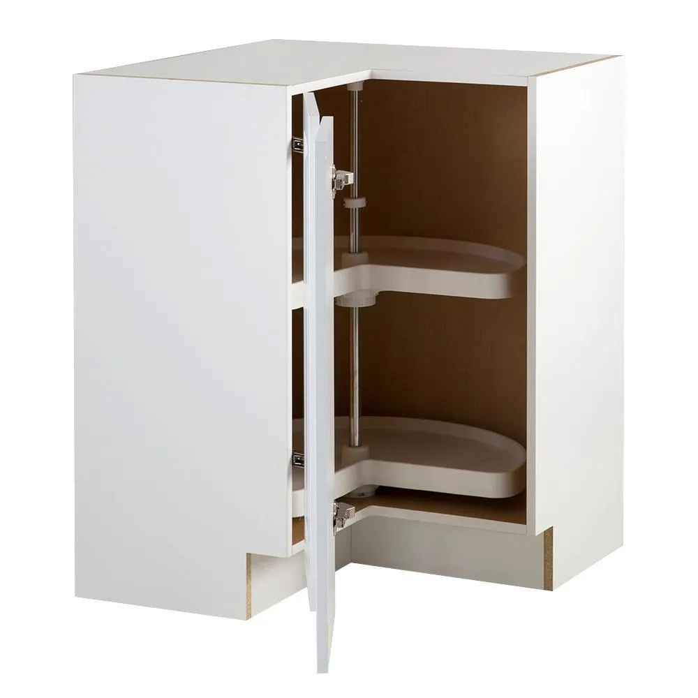 Benton Assembled 27.6 in. x 27.6 in. x 34.5 in. Lazy Susan Corner Base Cabinet in White, photo 5 of 11