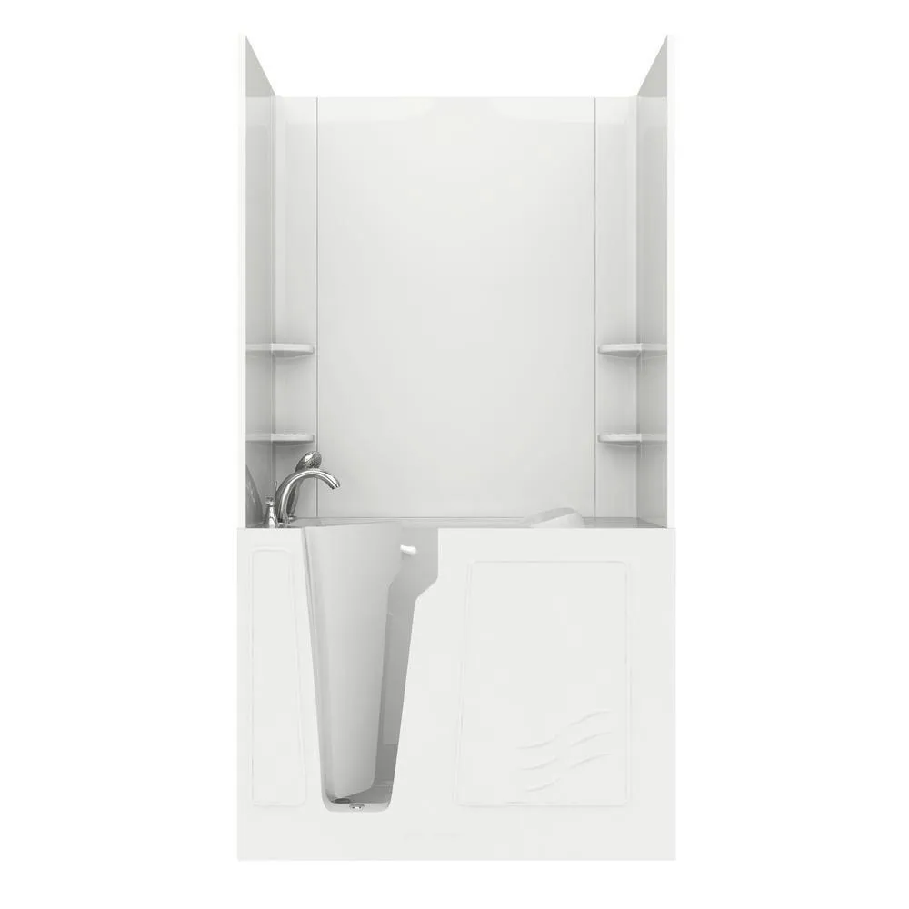 Universal Tubs Rampart Nova Heated 3.9 ft. Walk-in Whirlpool and Air Bathtub with Flat Easy Up Adhesive Wall Surround, Right Drain, White, photo 30 of 42
