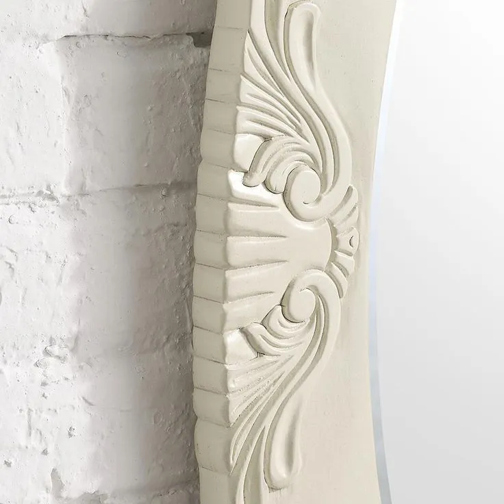 30 in. W x 38 in. H Framed Oval Beveled Edge Bathroom Vanity Mirror in antique white, photo 2 of 6