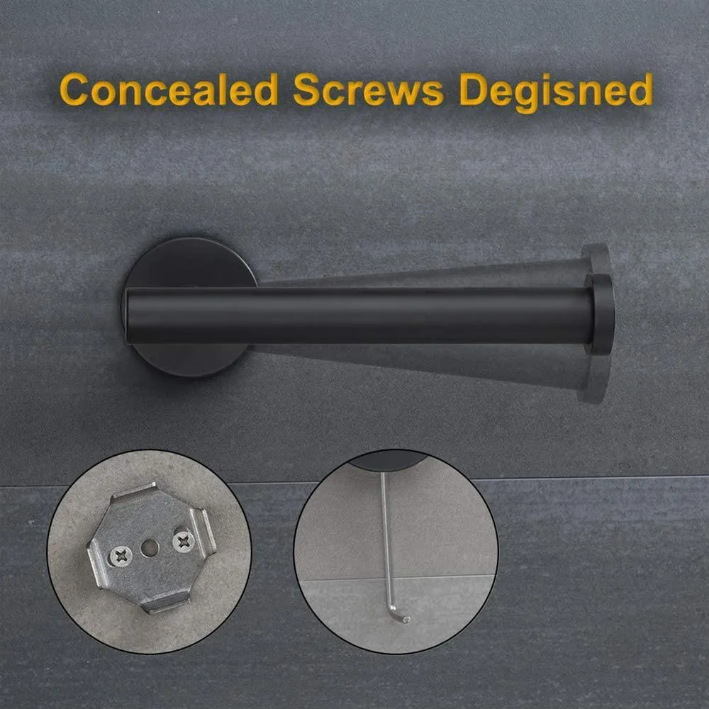 Wall Mounted Single Arm Toilet Paper Holder in Stainless Steel Matte Black, photo 4 of 10