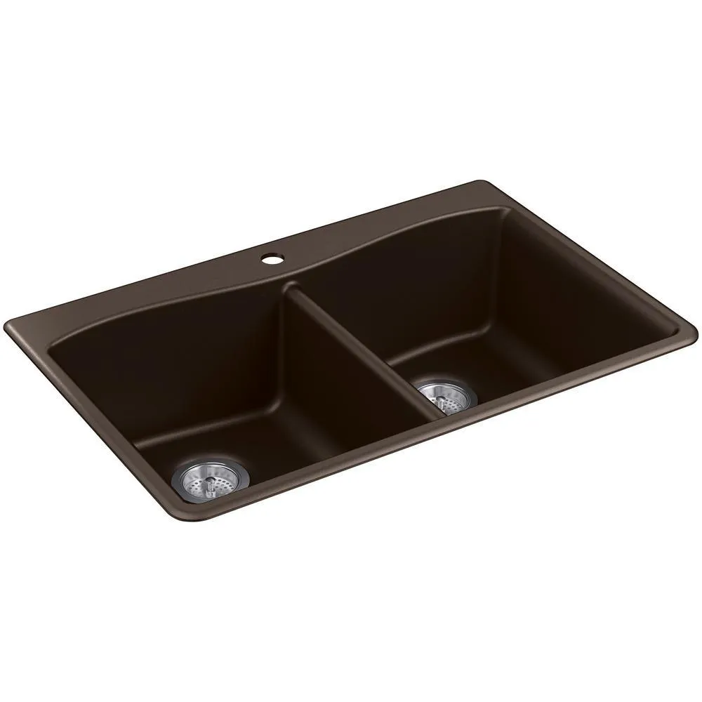 Kennon Dual Mount Neoroc Granite Composite 33 in. 1-Hole Double Bowl Kitchen Sink in Matte Black, photo 11 of 11