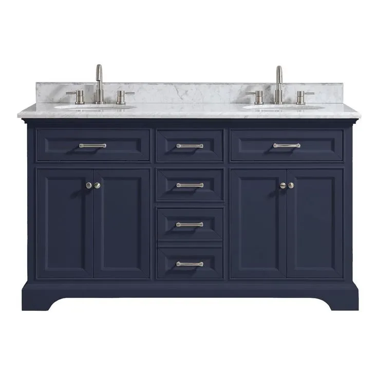 Windlowe 73 in. W x 22 in. D x 35 in. H Bath Vanity in Gray with Carrara Marble Vanity Top in White with White Sink, photo 6 of 15