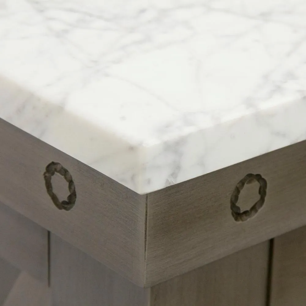 Aberdeen 72 in. W x 34 in. H Vanity in Gray with Marble Vanity Top in Carrara White with White Basins, photo 6 of 9