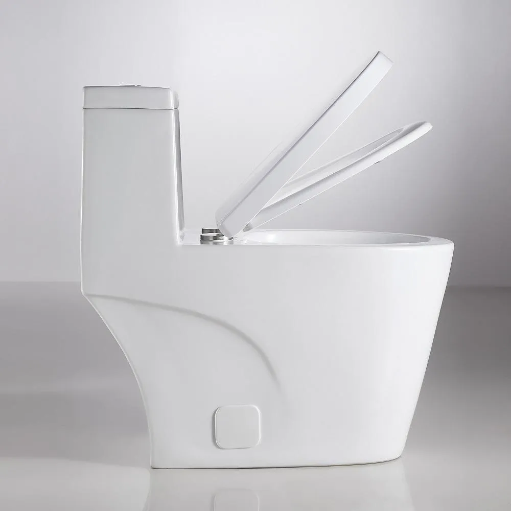 1-Piece 1.28 GPF Dual Flush High Efficiency Elongated Toilet in White, Seat Included, photo 4 of 7
