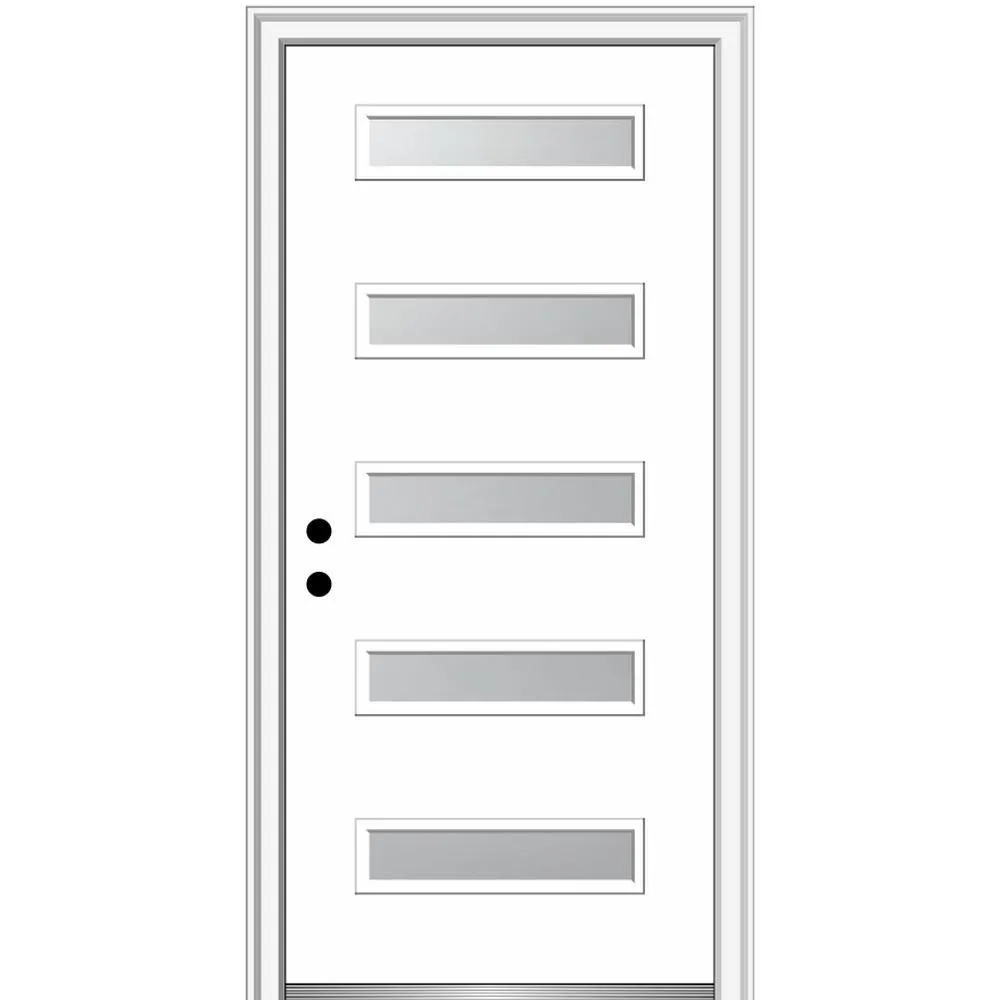 MMI Door 36 in. x 80 in. Davina Right-Hand Inswing 5-Lite Frosted Glass Painted Steel Prehung Front Door on 4-9/16 in. Frame, photo 23 of 42