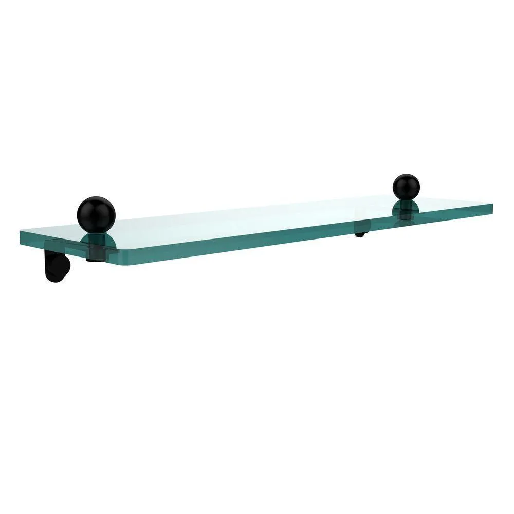 Allied Brass 16 in. L x 3 in. H x 5 in. W Clear Glass Vanity Bathroom Shelf in Satin Nickel, photo 9 of 14