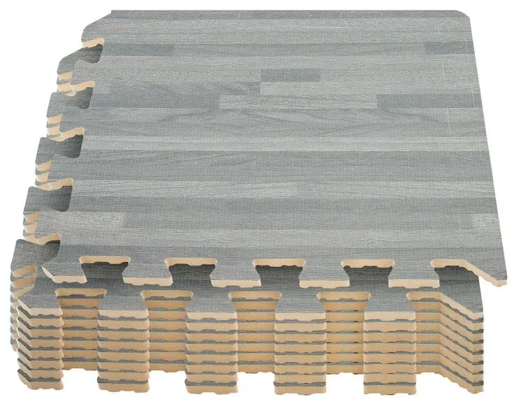 Sorbus Interlocking Floor Mat –Wood Print Multipurpose Foam Tile Flooring – Home, Office, Playroom (9 Tiles, 9 Sq ft, Gray), photo 2 of 2