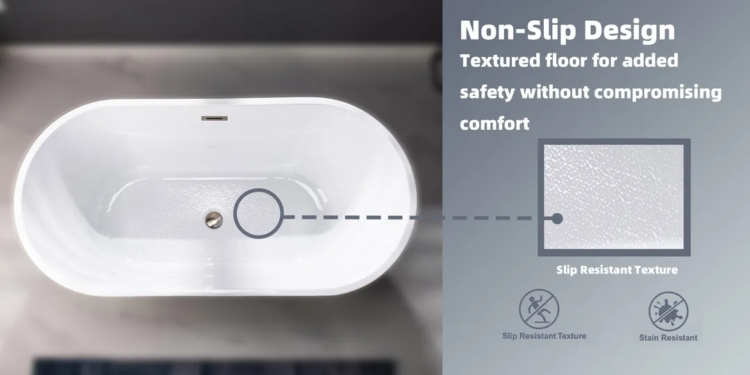 WOODBRIDGE Carver 59 in. Acrylic Freestanding Double Slipper Soaking Bathtub with Chrome Drain & Overflow, White, photo 10 of 11
