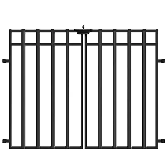 Yardlink 34 in. H x 47.8 in. W 3-Rail Black Powder-Coated Steel No-Dig Fence Gate, photo 2 of 3