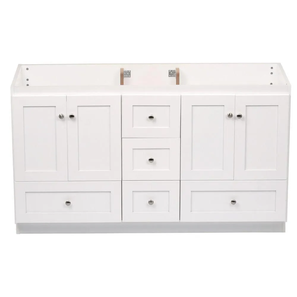 Shaker 60 in. W x 21 in. D x 34.5 in. H Vanity for Double Basins Cabinet Only in Natural Alder, photo 13 of 16