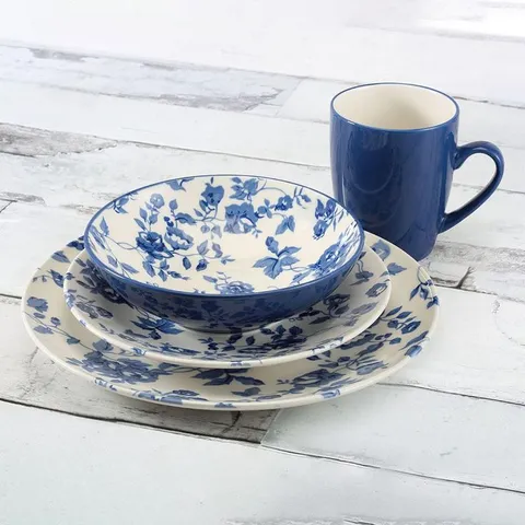 Casual Blue Ceramic Dinnerware Set (Service for 4)