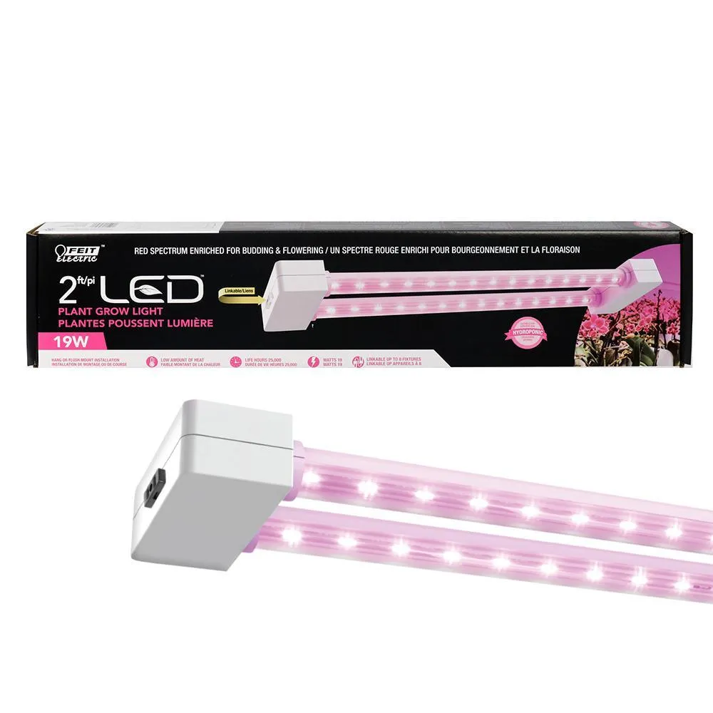 2 ft. 2-Light 19-Watt White LED Hydroponic Non-Dimmable Indoor and Outdoor Linkable Plant Grow Light Fixture, Daylight, photo 2 of 10