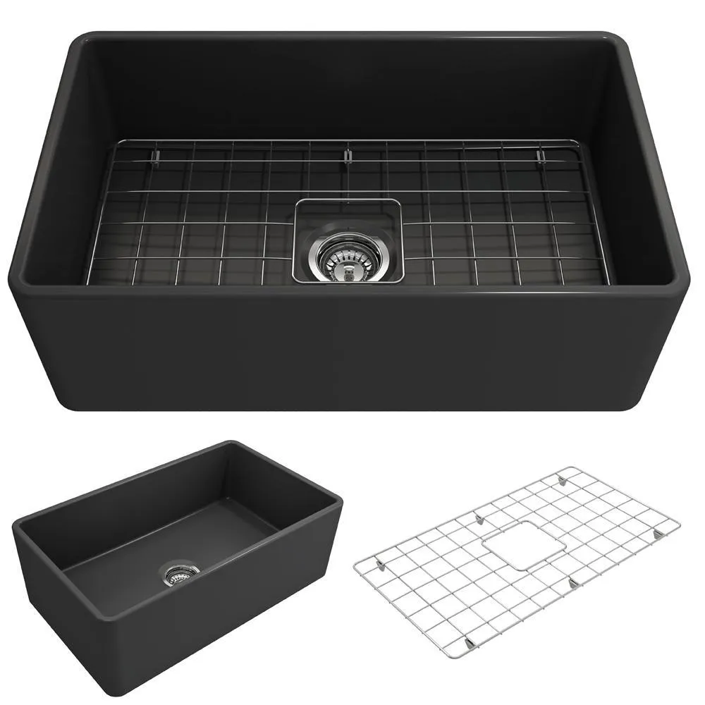 Classico Farmhouse Apron Front Fireclay 30 in. Single Bowl Kitchen Sink with Bottom Grid and Strainer in White, photo 13 of 33