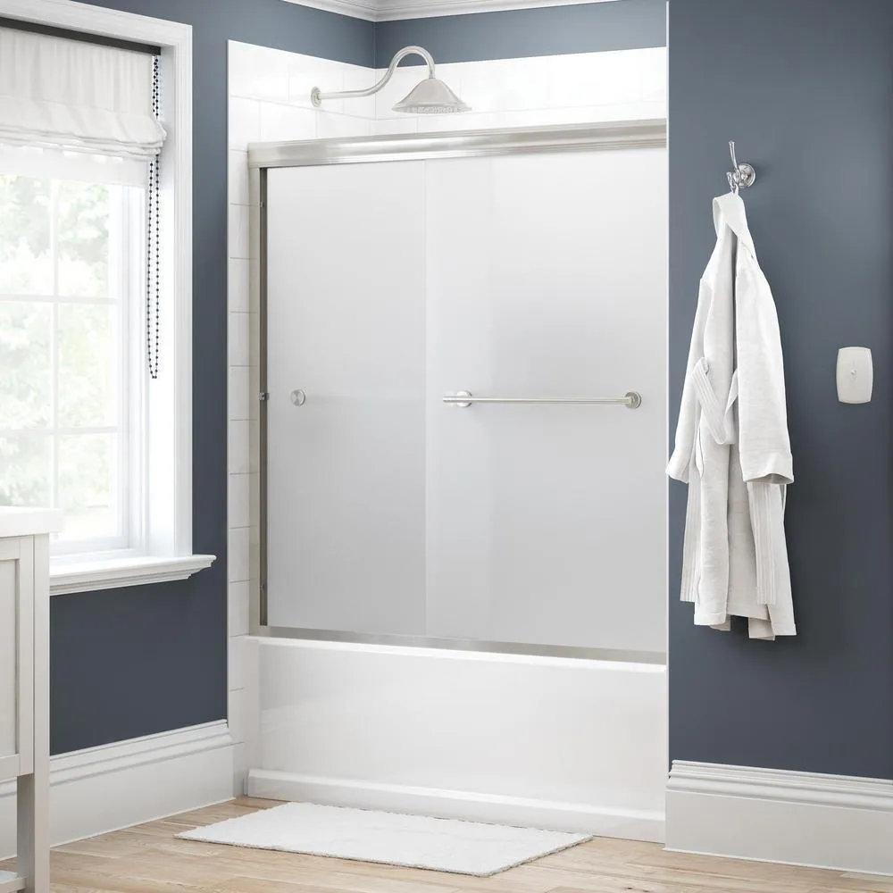 Crestfield 60 in. x 58-1/8 in. Semi-Frameless Traditional Sliding Bathtub Door in Bronze with Transition Glass, photo 50 of 67