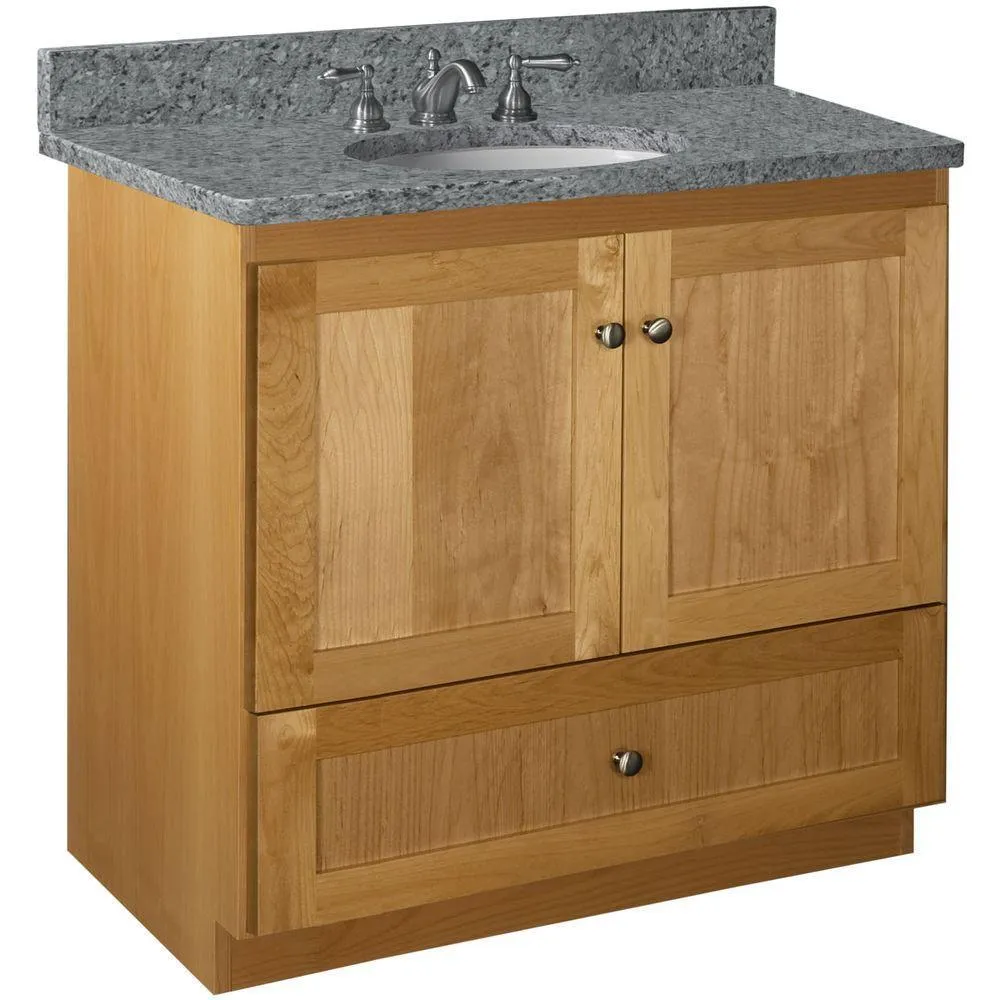 Shaker 42 in. W x 21 in. D x 34.5 in. H Vanity Cabinet Only in Natural Alder, photo 13 of 47