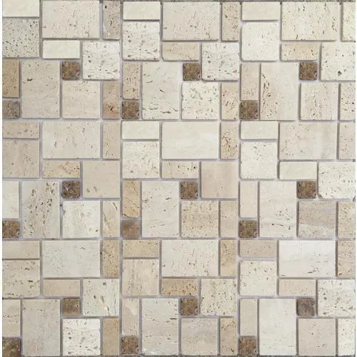 Instant Mosaic 6-Pack 12-in x 12-in Natural Stone Travertine Versailles Peel & Stick Tile, photo 2 of 2